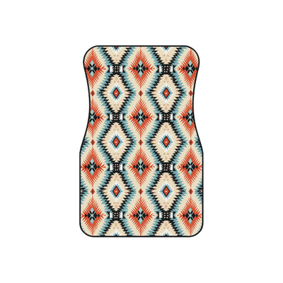 Teal aztec diamond car mats, set of four, front and rear mats
