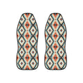 Teal aztec diamond car seat covers, set of two shown side by side
