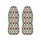 Teal aztec diamond car seat covers, set of two shown side by side
