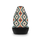 Teal aztec diamond car seat covers, single cover on a seat, front view
