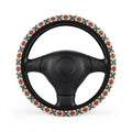 Teal aztec diamond steering wheel cover, front view