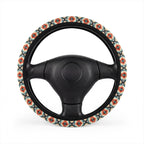 Teal aztec diamond steering wheel cover, front view