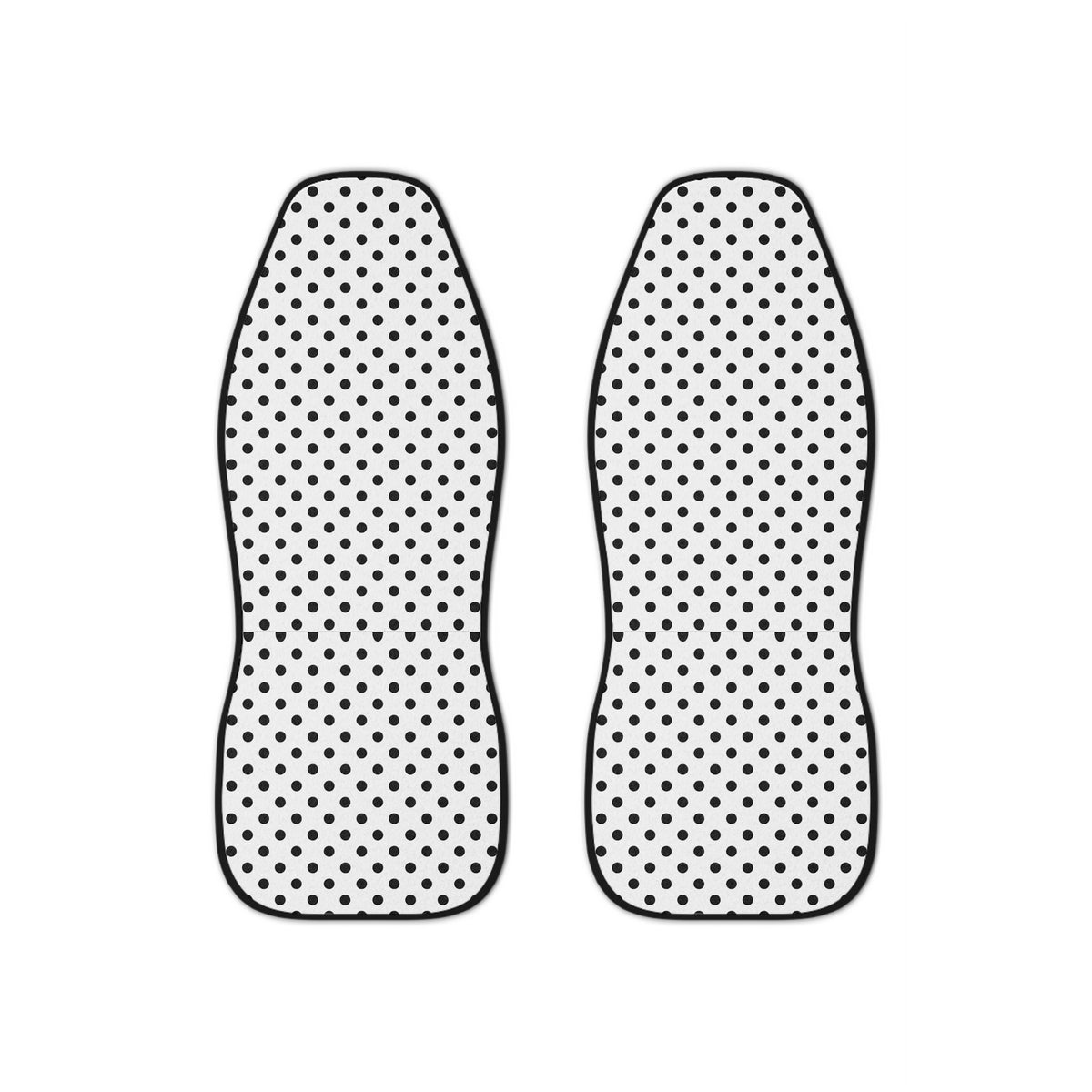 White big polka dot car seat covers, set of two front seat covers