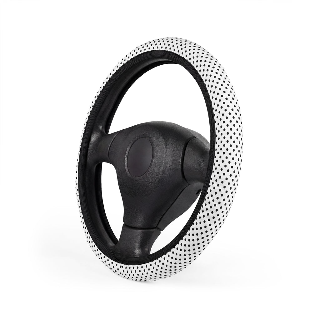 White big polka dot steering wheel cover, product view 3