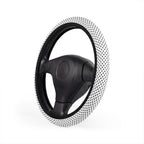 White big polka dot steering wheel cover, product view 3