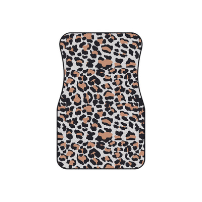 White brown leopard print car mats, set of four, front and rear mats
