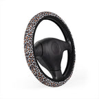 White brown leopard print steering wheel cover, product view 3