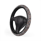 White brown leopard print steering wheel cover, product view 4