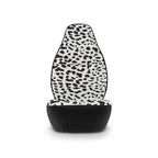 White leopard print car seat covers, single cover on a seat, front view