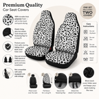 White leopard print car seat covers overview with features, installation steps and care instructions