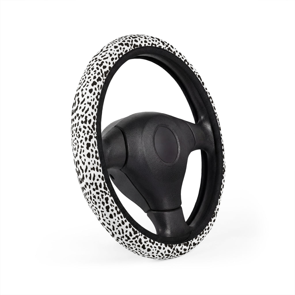 White leopard print steering wheel cover, product view 4