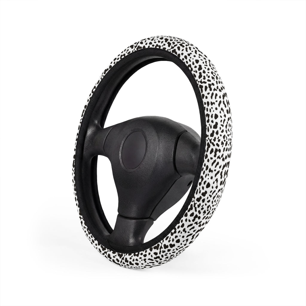 White leopard print steering wheel cover, product view 5
