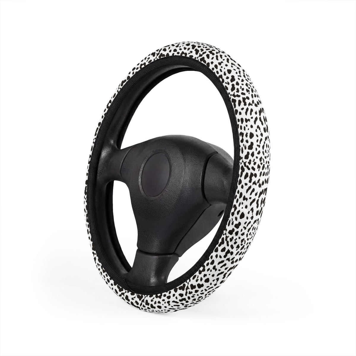 White leopard print steering wheel cover, product view 5