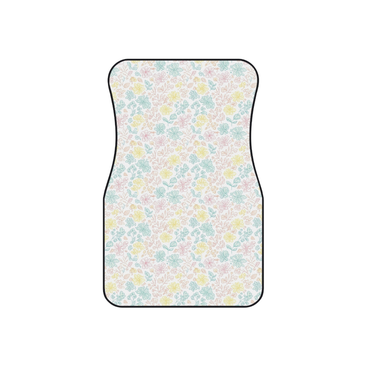 White pastel floral car mats, set of four, front and rear mats