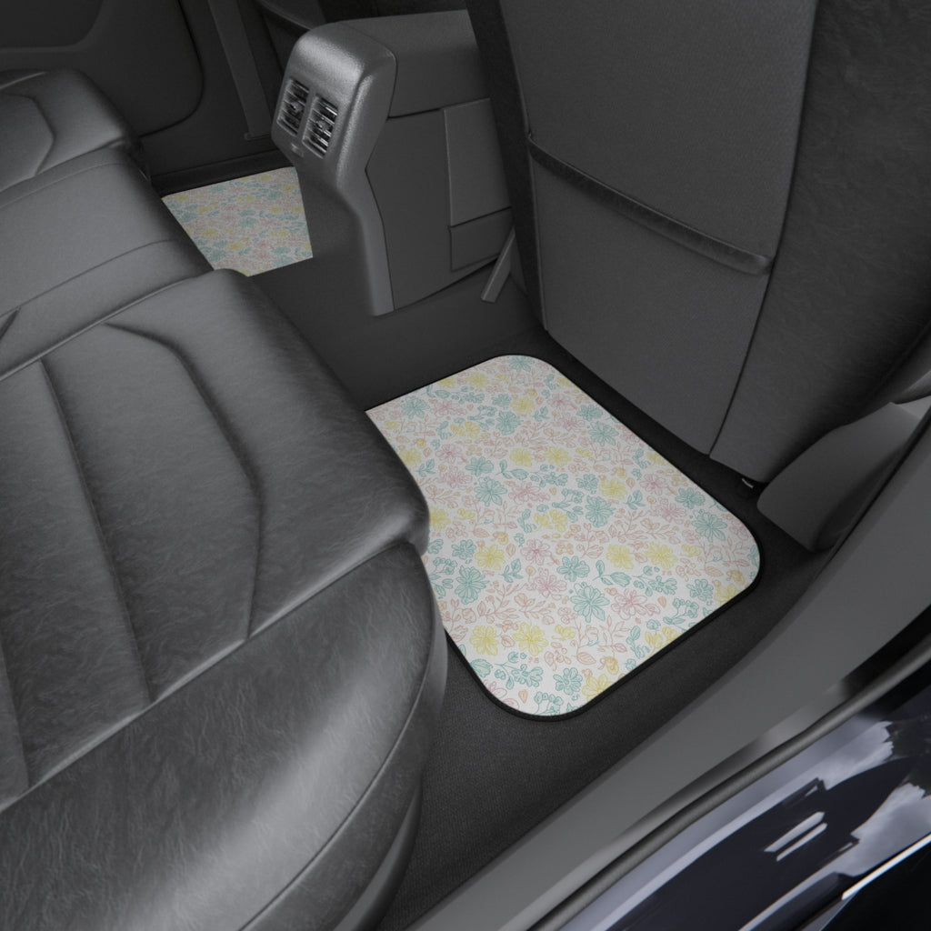 White pastel floral car mats, product view 10