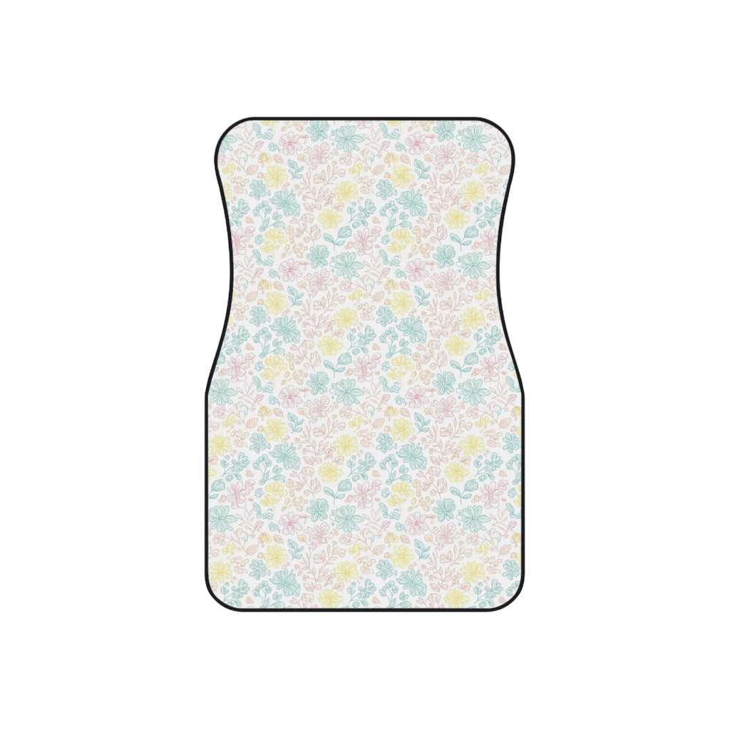 White pastel floral car mats, product view 3