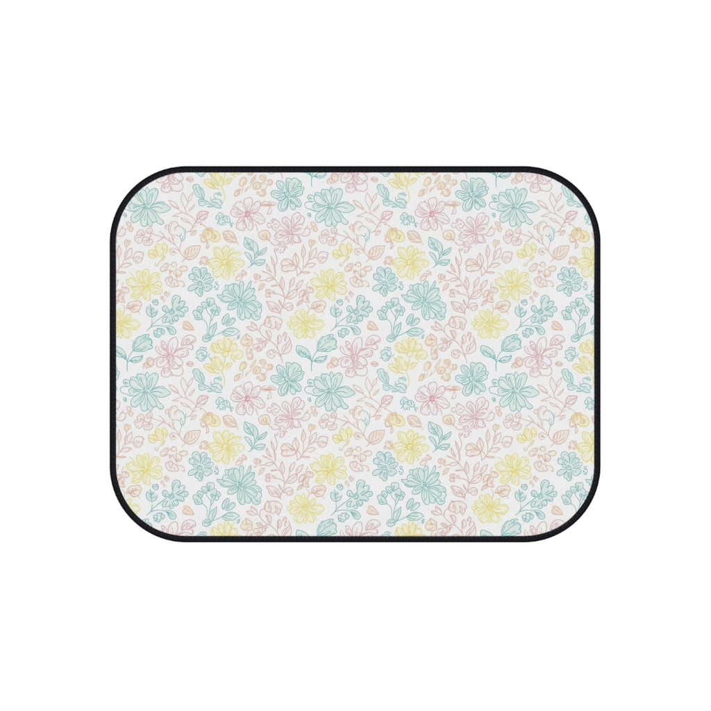 White pastel floral car mats, product view 4