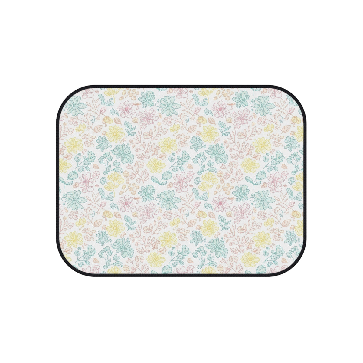 White pastel floral car mats, product view 4