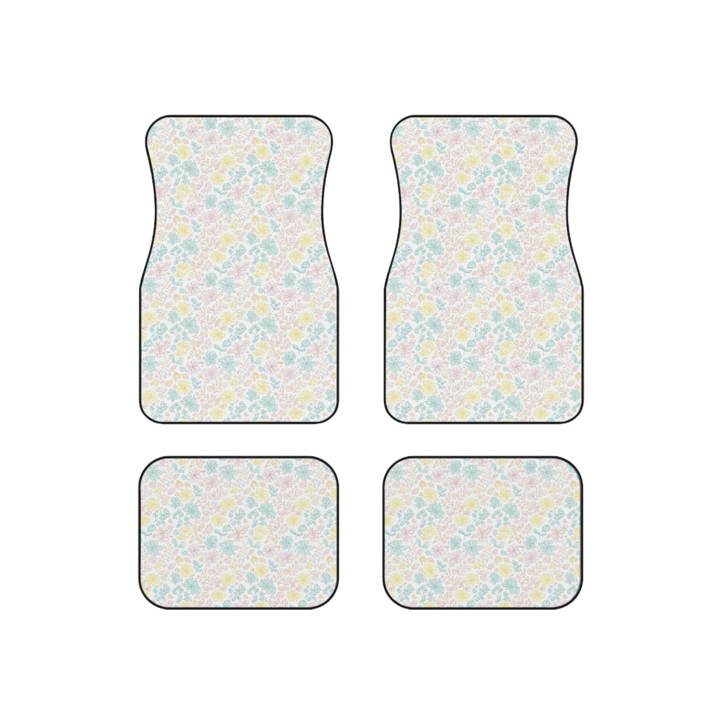 White pastel floral car mats, product view 6