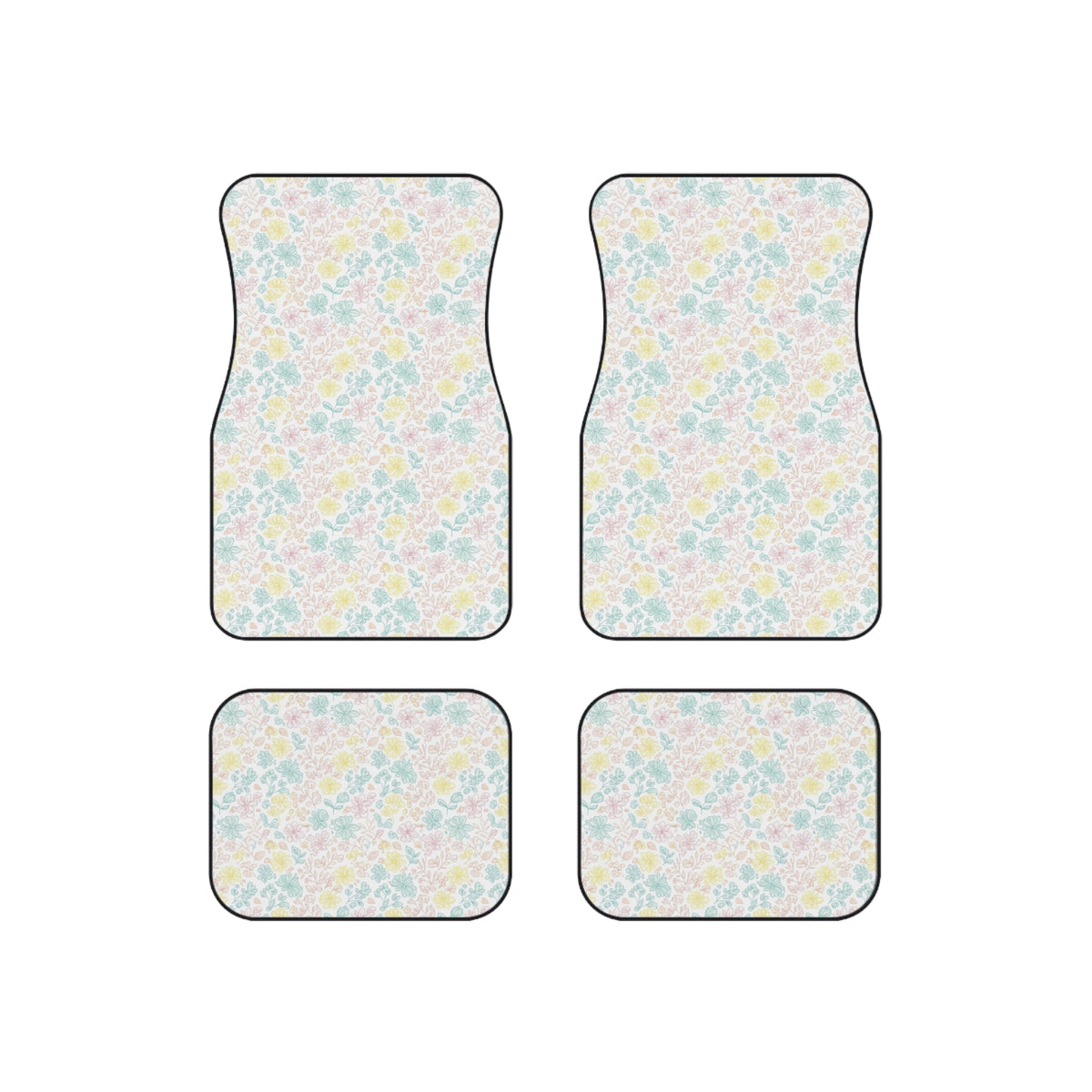 White pastel floral car mats, product view 6