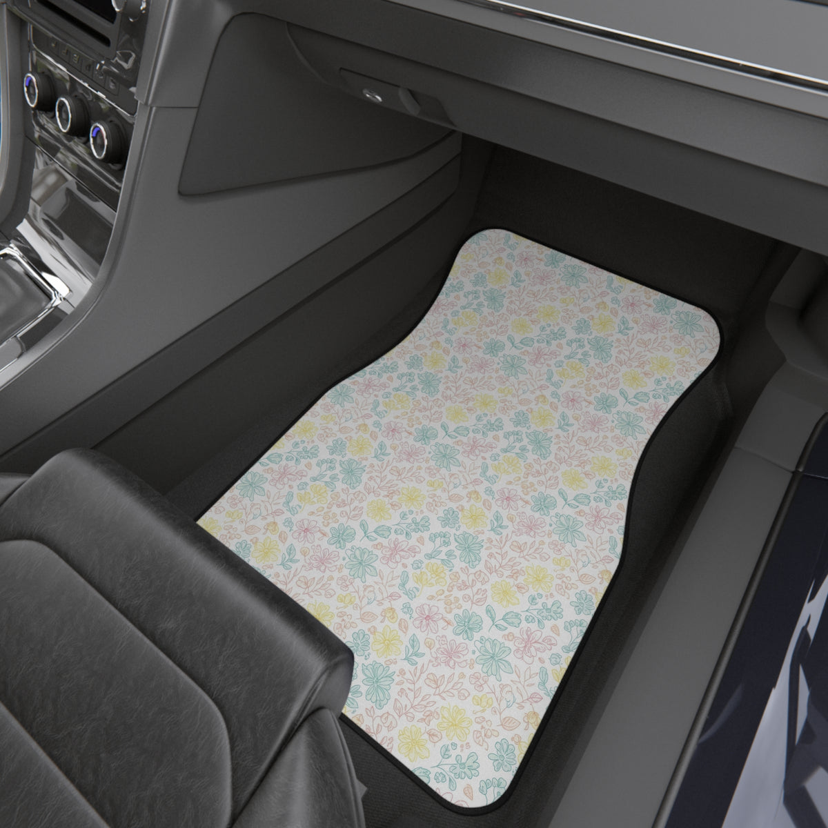 White pastel floral car mats, product view 8