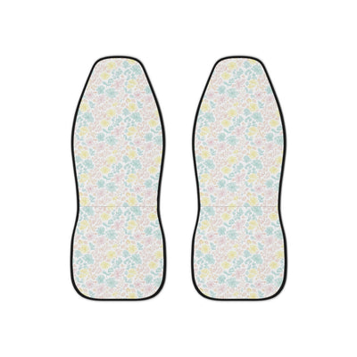 White pastel floral car seat covers, set of two front seat covers