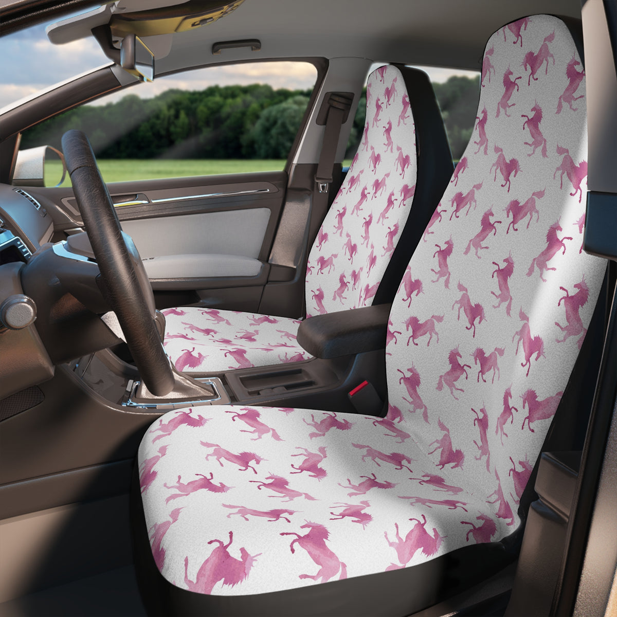 White pink unicorn car seat covers, product view 3