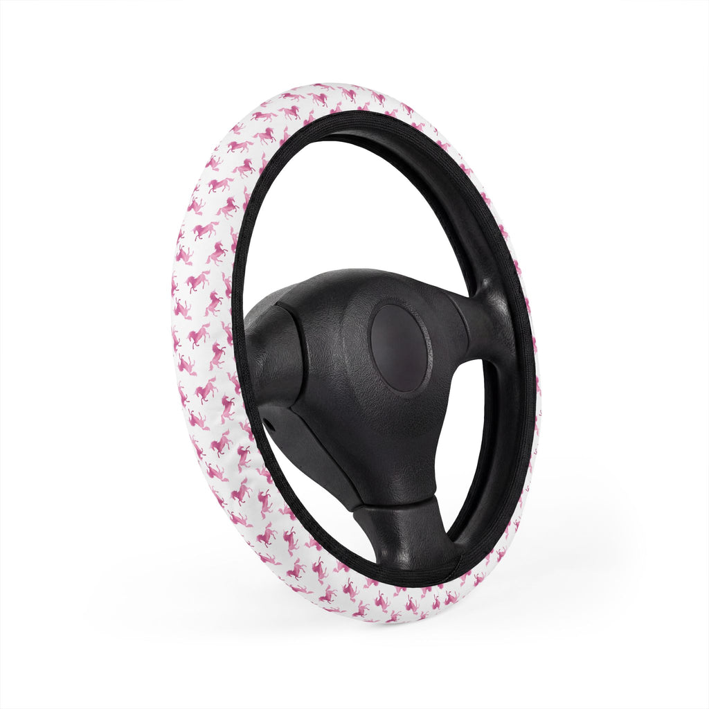 White pink unicorn steering wheel cover, product view 3