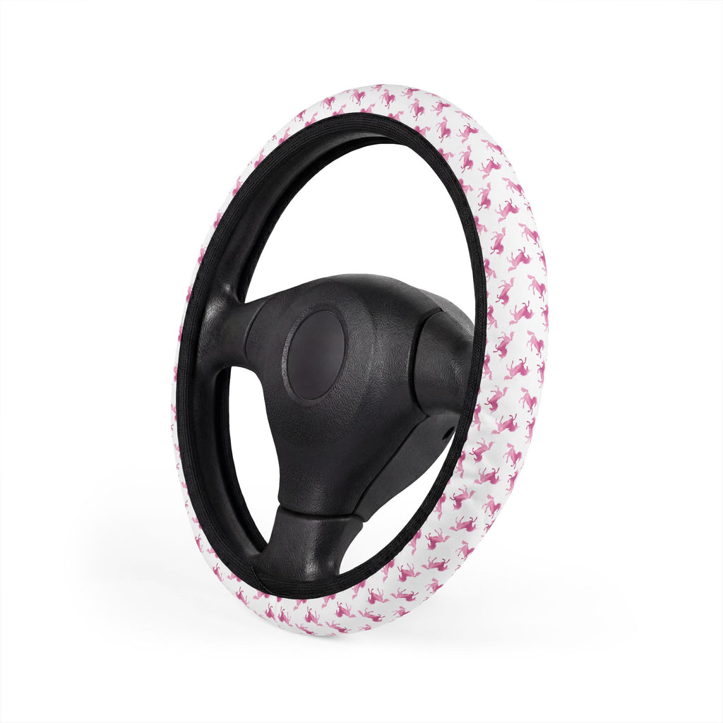 White pink unicorn steering wheel cover, product view 4
