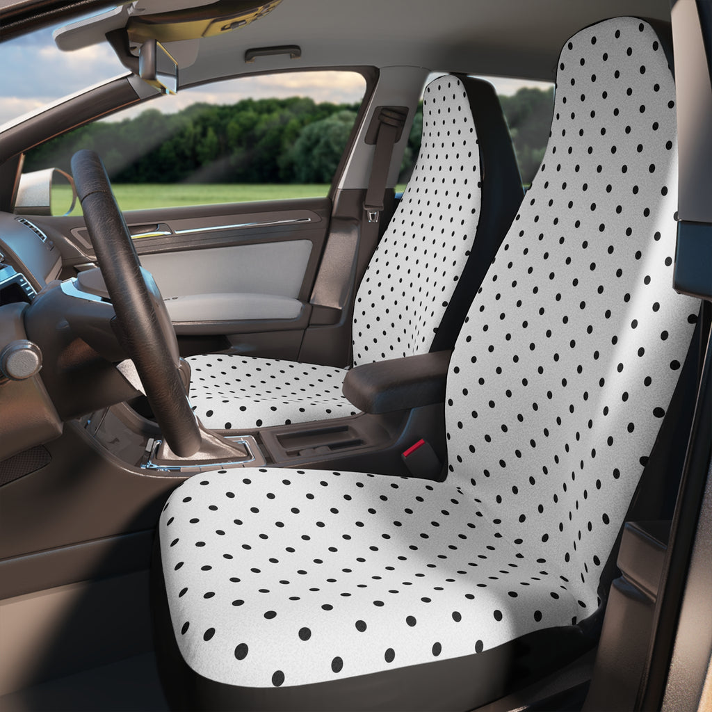 White polka dot car seat covers, product view 3