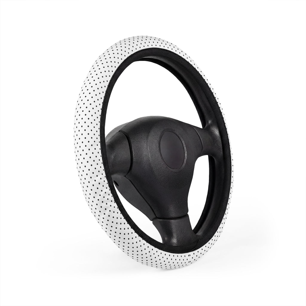 White polka dot steering wheel cover, product view 3