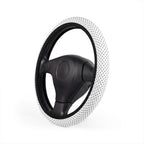 White polka dot steering wheel cover, product view 4