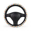 White rainbow flags steering wheel cover, on a steering wheel