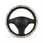 White rainbow flags steering wheel cover, on a steering wheel