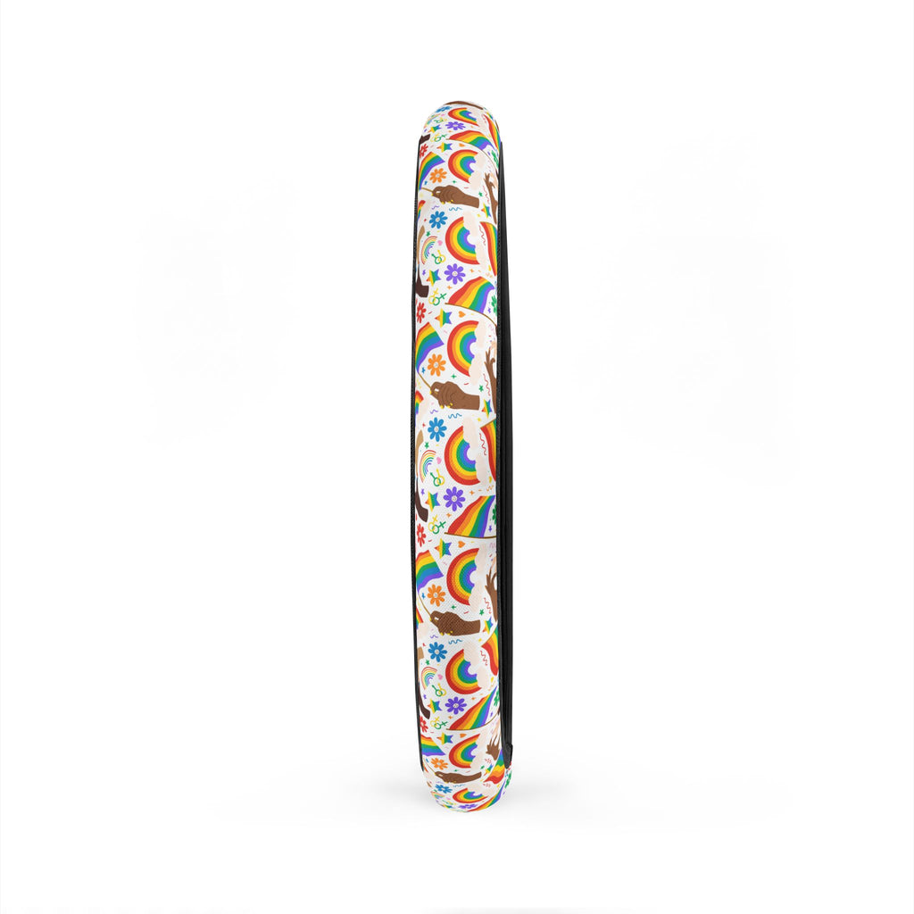 White rainbow flags steering wheel cover, product view 4