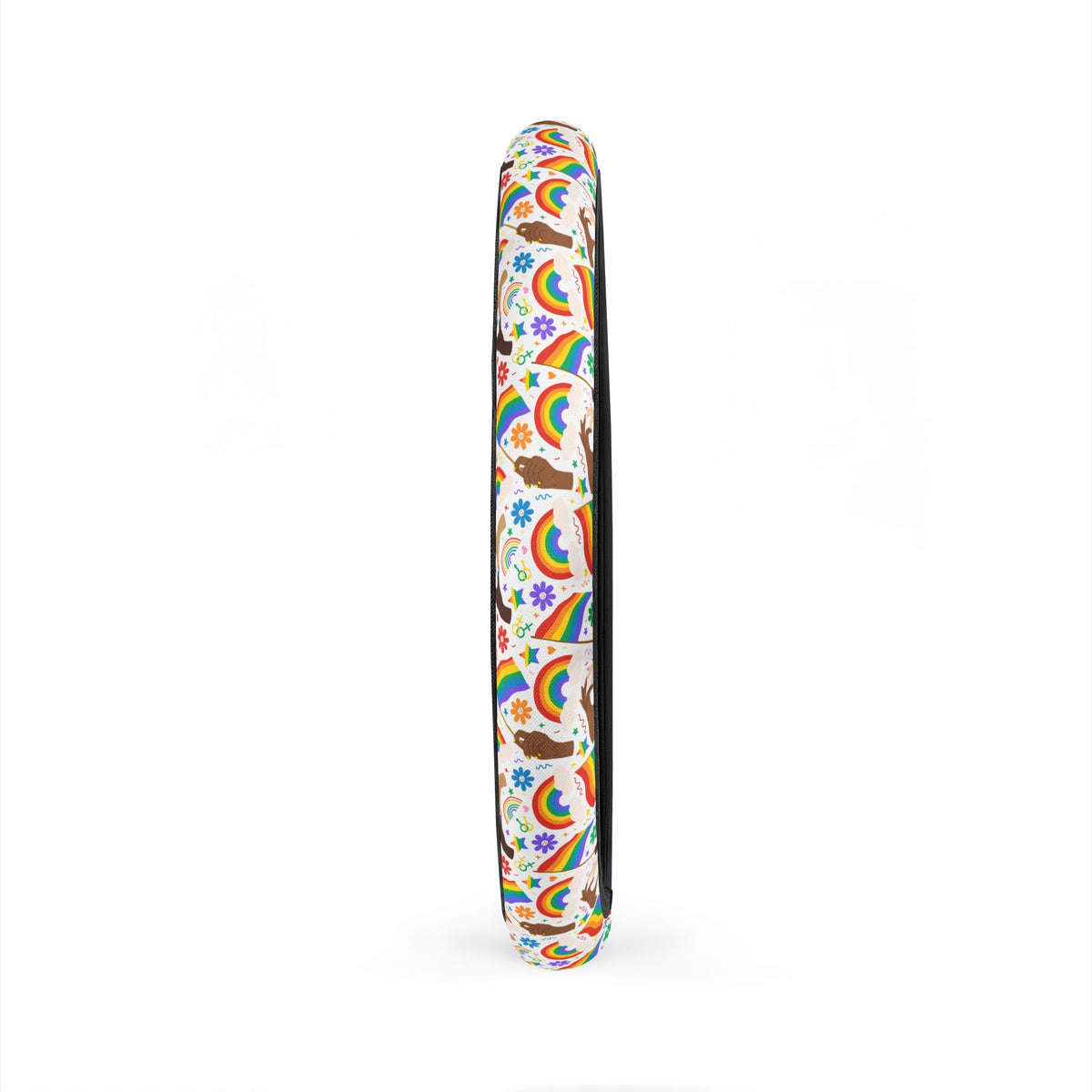 White rainbow flags steering wheel cover, product view 4