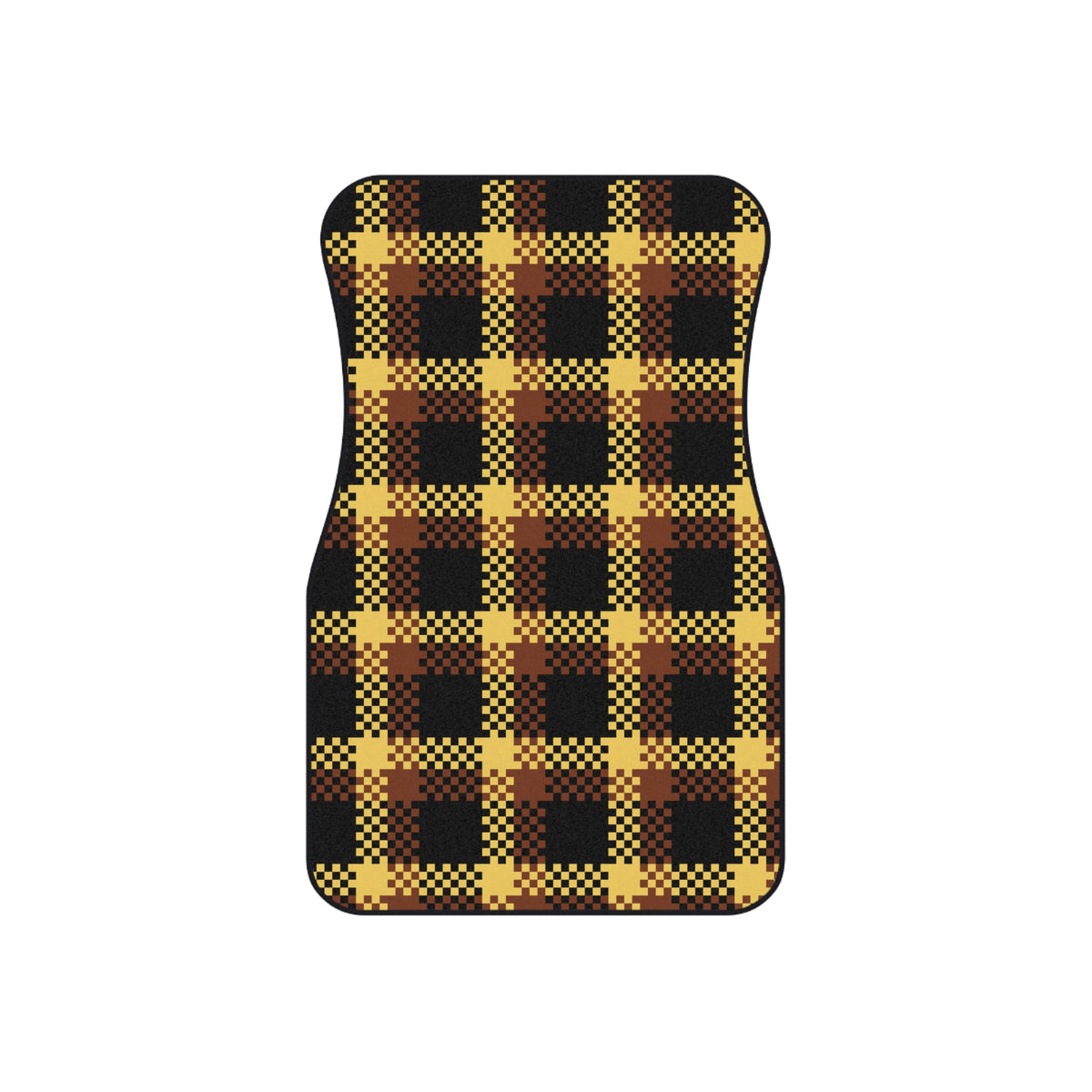 Yellow tartan plaid car mats, set of four, front and rear mats