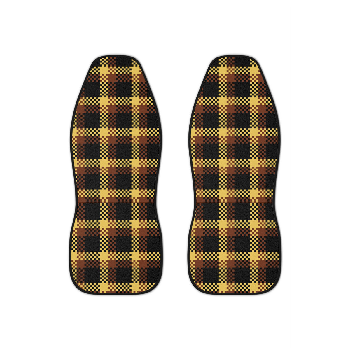 Yellow tartan plaid car seat covers, set of two front seat covers