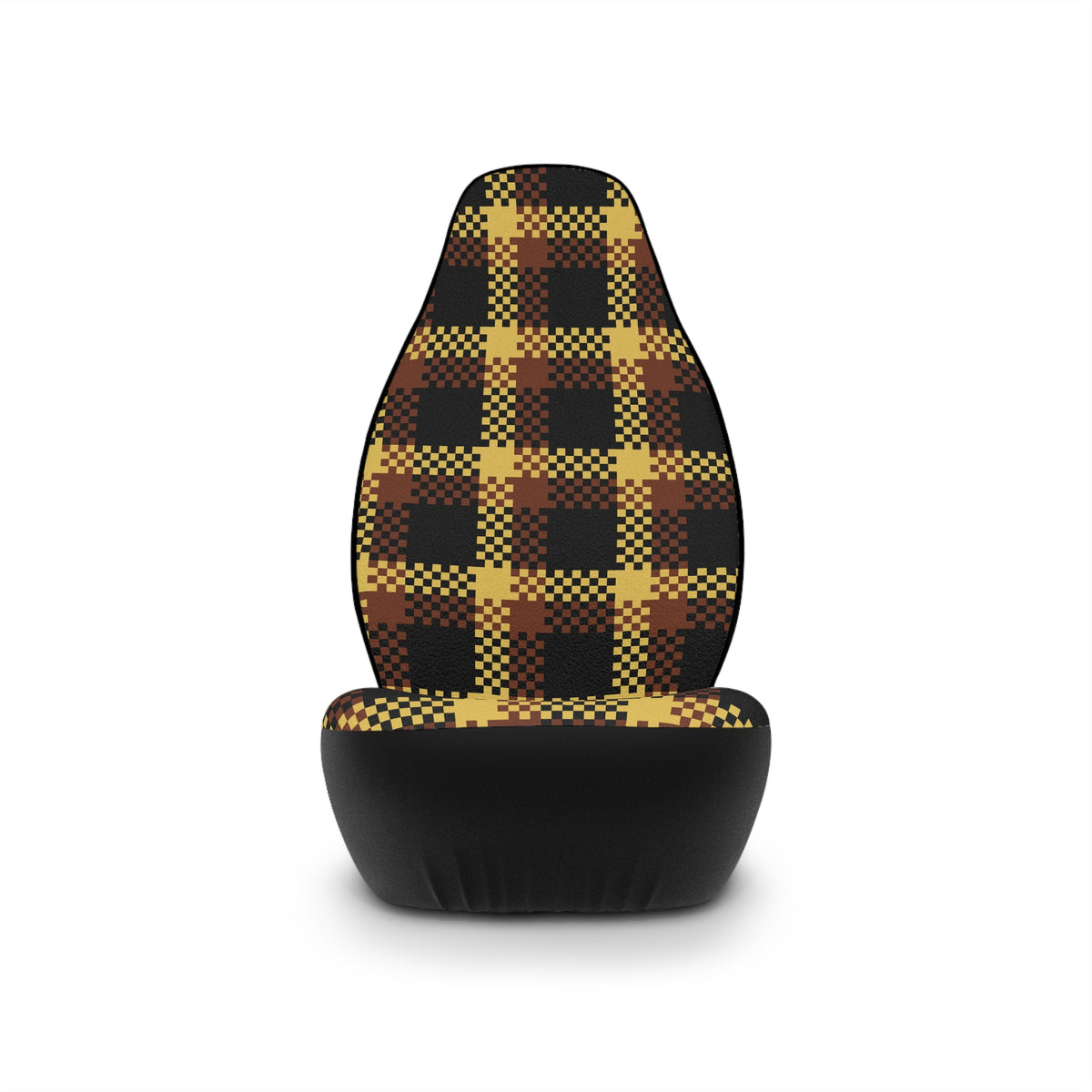 Yellow tartan plaid car seat covers, product view 4